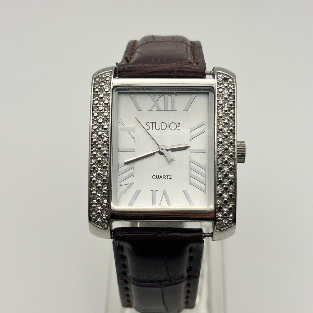 Studio Women's Wristwatch Silver Stainless Steel Brown Leather 32mm Working